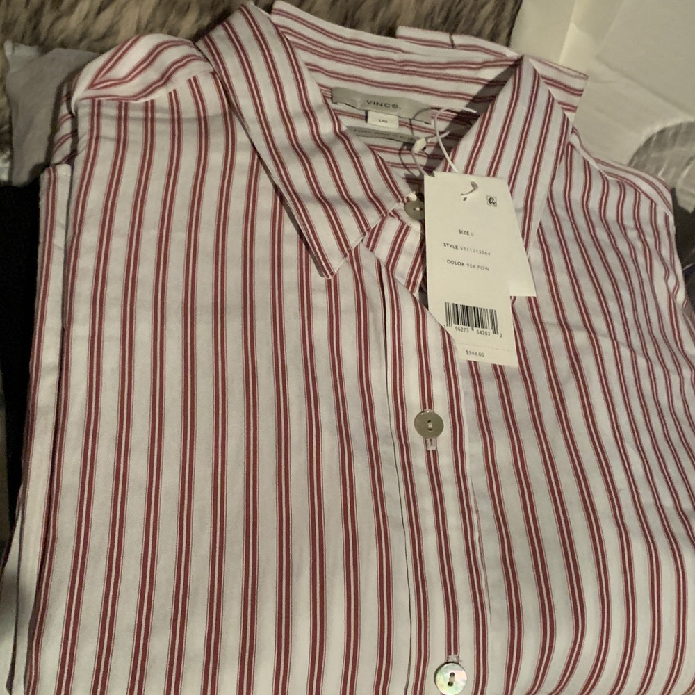 VINCE
Till Stripe Cropped Button Down Tops
 large & Medium - Picture 9 of 9